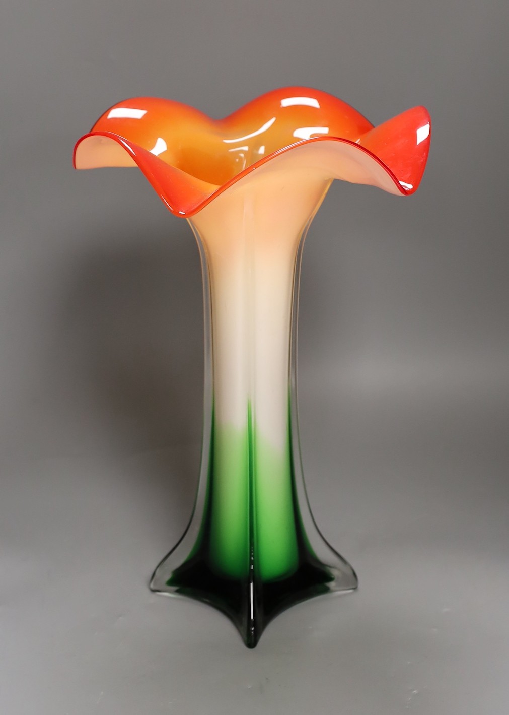 A Murano coloured glass vase, 38cm tall